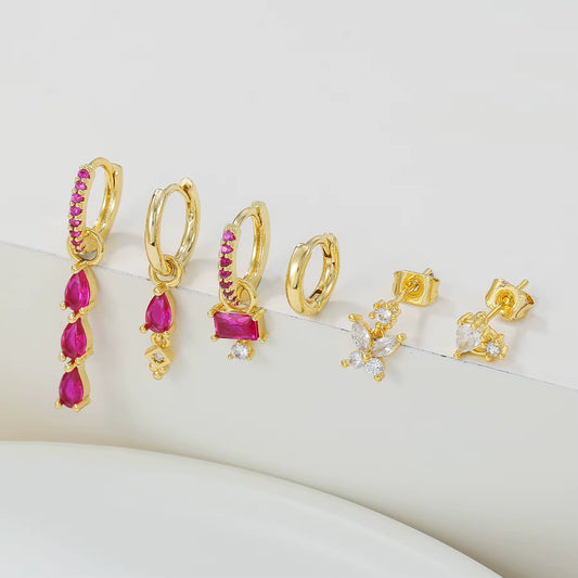 סט עגילים - מונטאנה ורוד