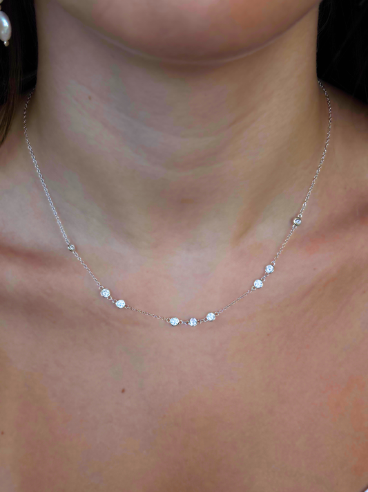 שרשרת לילך - שרשרת כסף 925 עם זרקונים עגולים