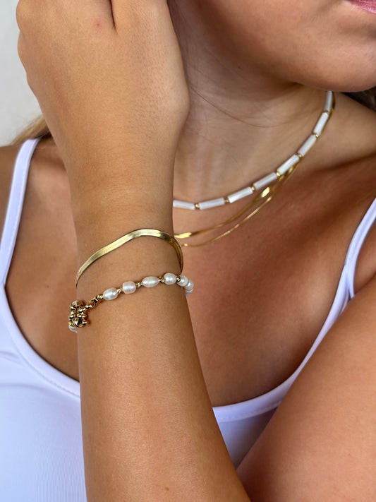 צמיד אלסה - צמיד נחש שטוח מכסף 925 - M.Bren