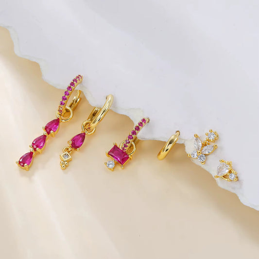 סט עגילים  - מונטאנה ורוד