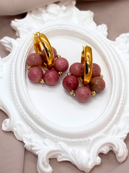 עגילי מייבלין - אבן רודונייט טבעית