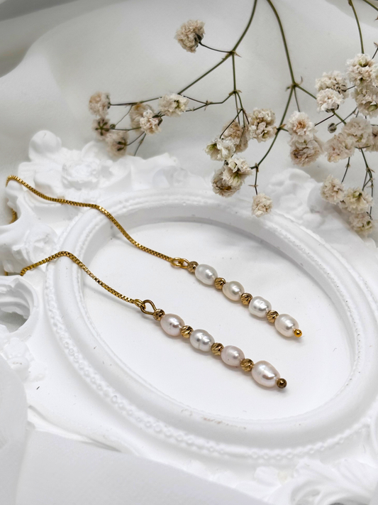 עגיל שירה vip - עגיל פנינים תלוי עם חרוזים