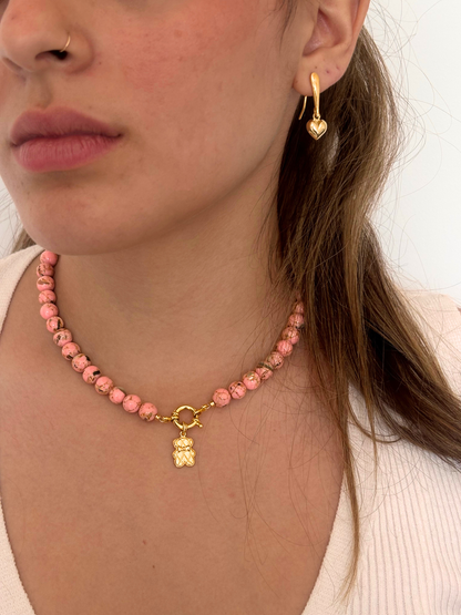 שרשרת לאבלי - אבנים טבעיות ותליון דובי