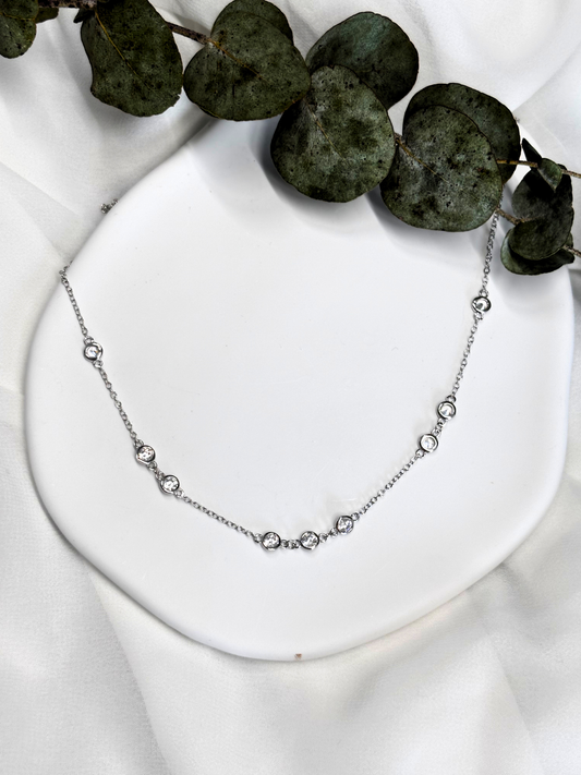 שרשרת לילך - שרשרת כסף 925 עם זרקונים עגולים