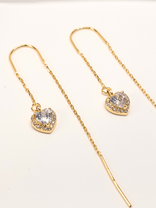 עגיל ג׳ופיטר - כסף 925 ולב זירקון