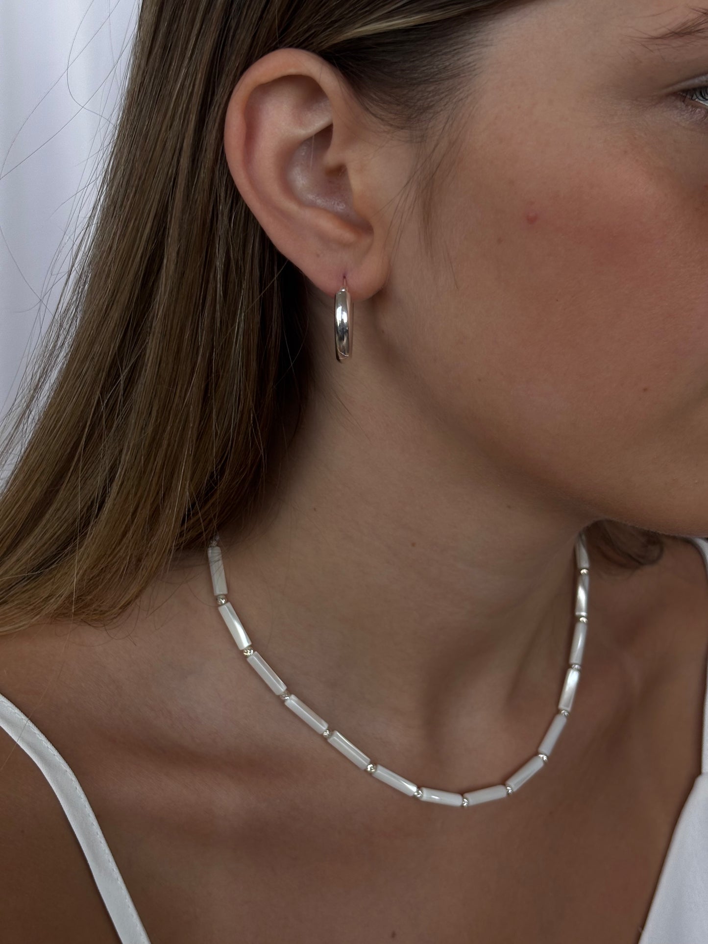 עגיל חישוק צ'אנקי לארג' - כסף 925 - M.Bren