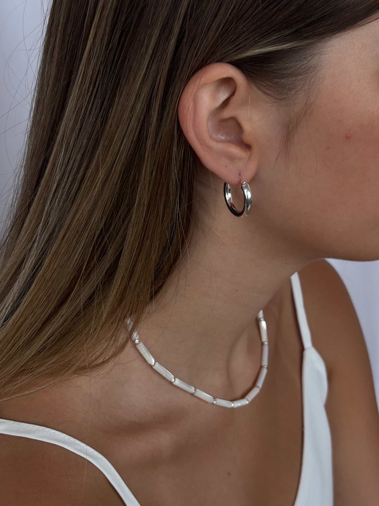 עגיל חישוק צ'אנקי לארג' - כסף 925 - M.Bren