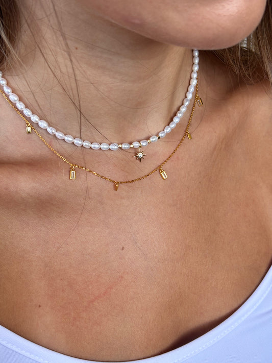 שרשרת זרקונים מלבניים - כסף 925