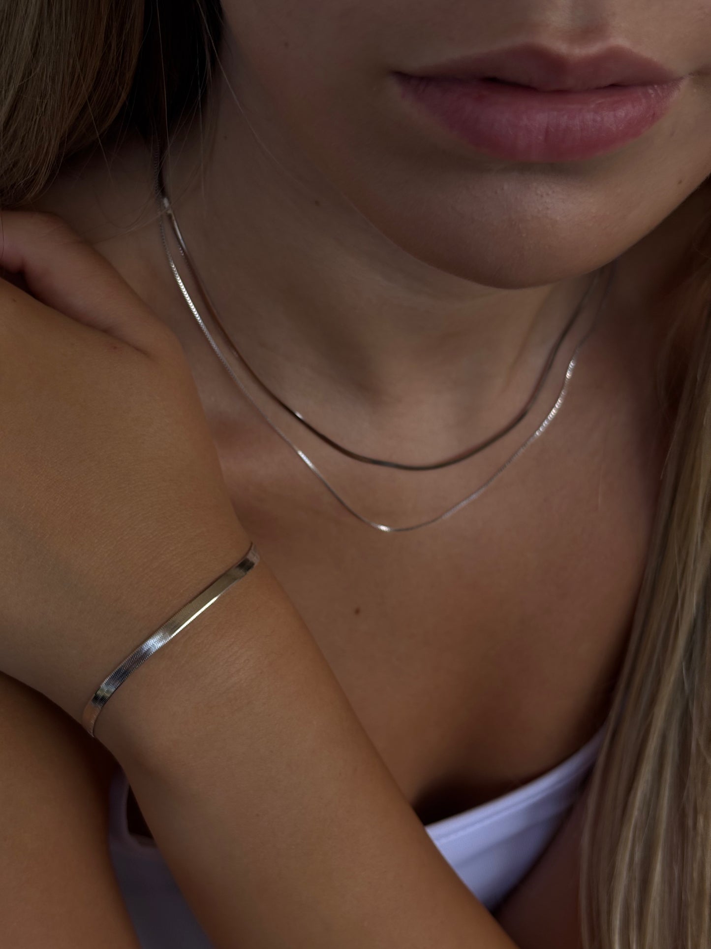 צמיד אלסה - צמיד נחש שטוח מכסף 925 - M.Bren