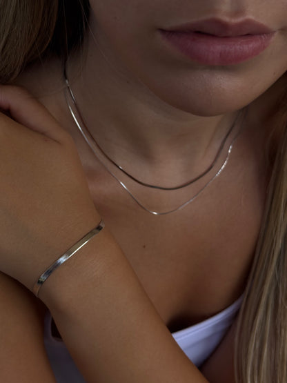 צמיד אלסה - צמיד נחש שטוח מכסף 925 - M.Bren