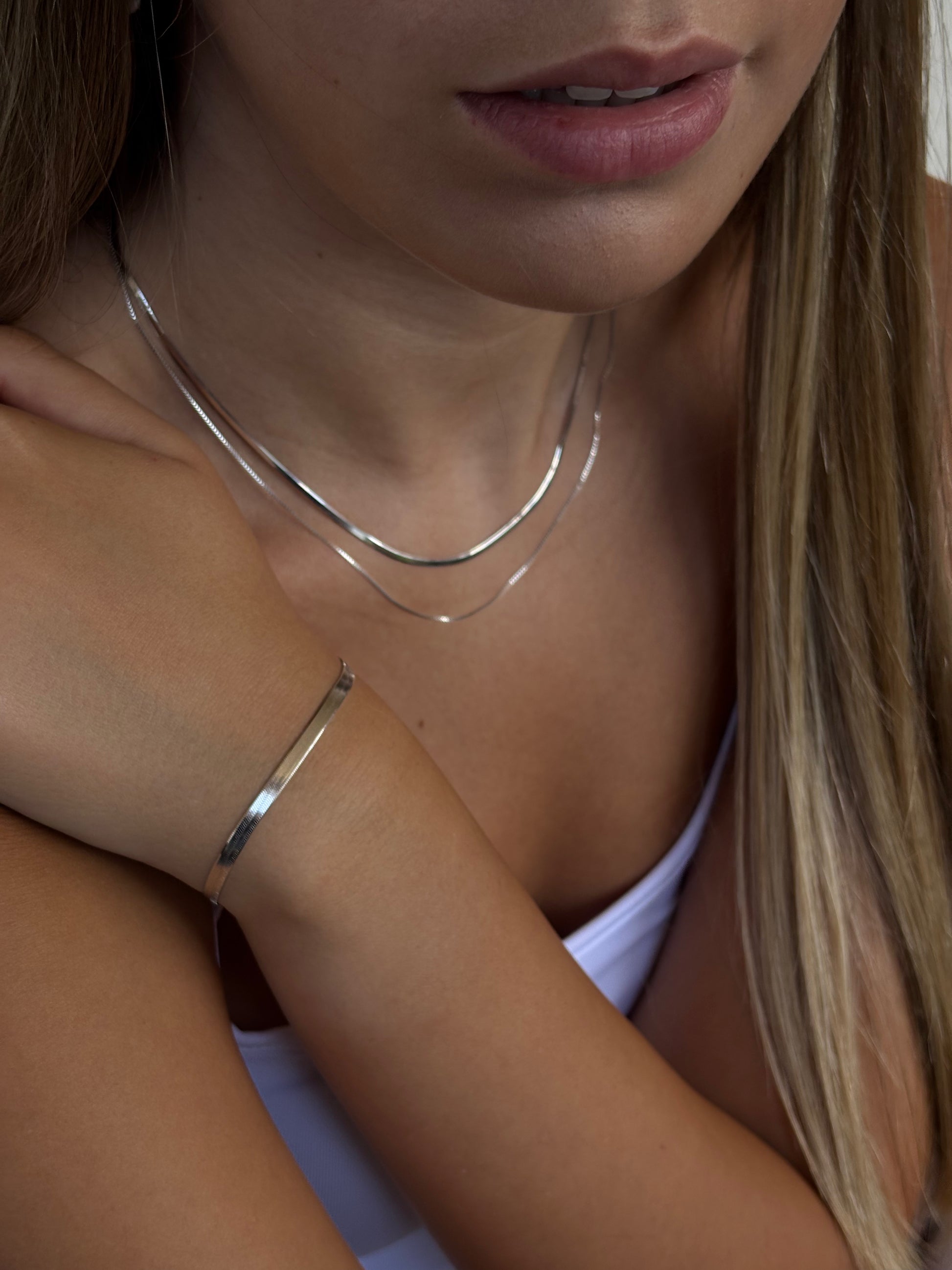 צמיד אלסה - צמיד נחש שטוח מכסף 925 - M.Bren