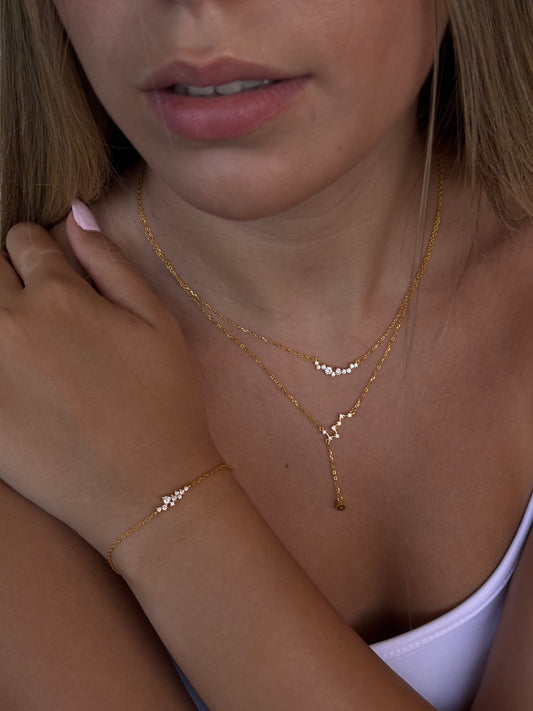 שרשרת כוכב נופל - שרשרת כסף 925 עם תליון זרקונים - M.Bren